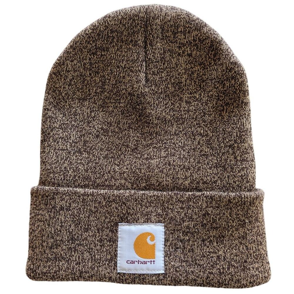 Carhartt stocking cap Hat Mens Brown knit Cuffed Beanie Western Farmer Rancher